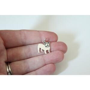 Sterling Silver Bulldog Dog Charm, Silver Bulldog Dog Charm, Bulldog Dog Pendant